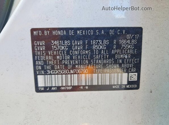 3HGGK5G60JM706790 2018 HONDA FIT White Engine compartment view