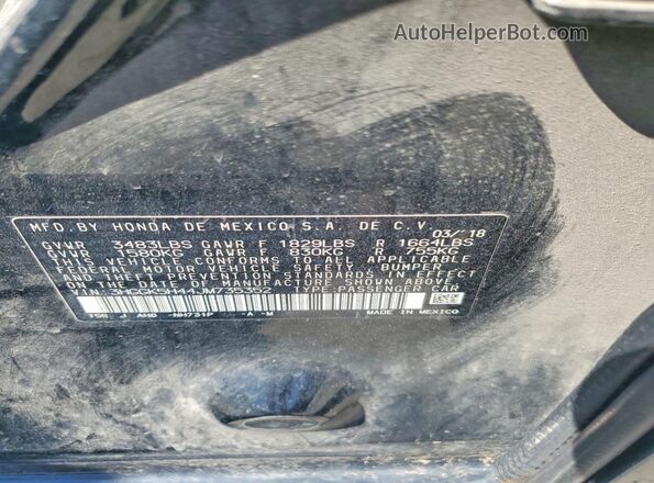 3HGGK5H44JM735352 2018 HONDA FIT Черный Вид наклейки с VIN-кодом