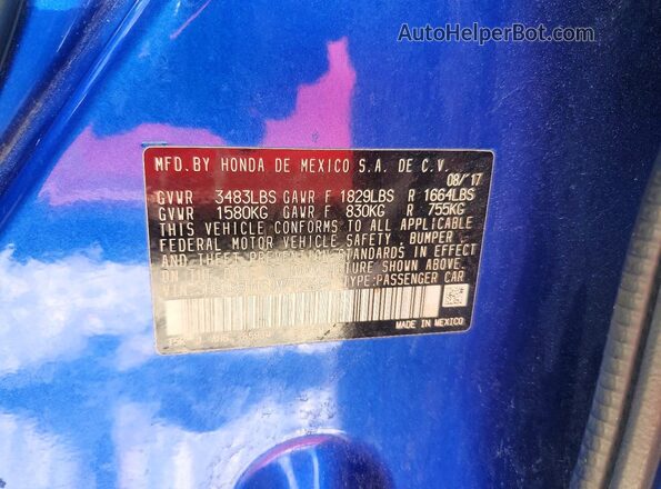 3HGGK5H46JM712297 2018 HONDA FIT Blue Widok komory silnika