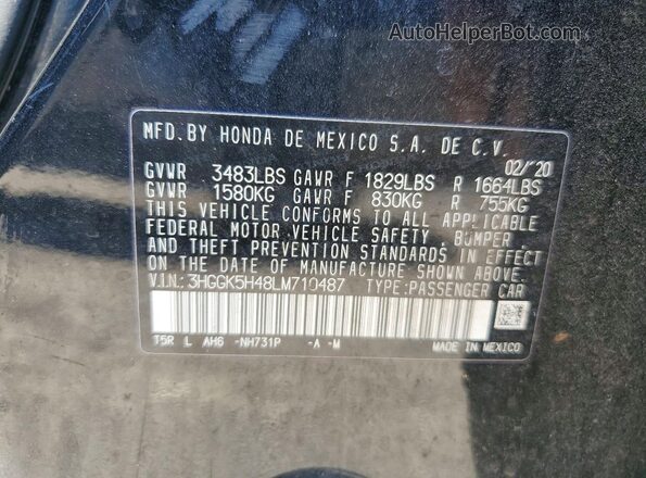 3HGGK5H48LM710487 2020 HONDA FIT Black Engine compartment view