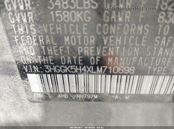 3HGGK5H4XLM710698 2020 HONDA FIT Silver Widok komory silnika