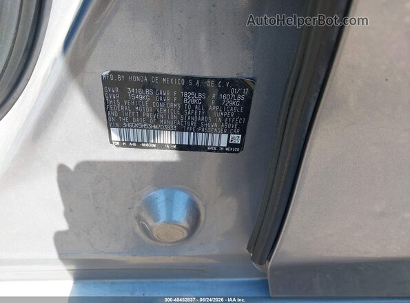 3HGGK5H53HM703933 2017 HONDA FIT Silver ძრავის განყოფილების ხედი