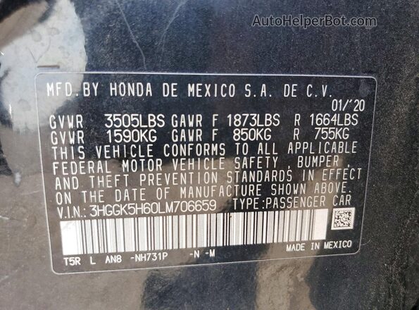 3HGGK5H60LM706659 2020 HONDA FIT Black Widok komory silnika