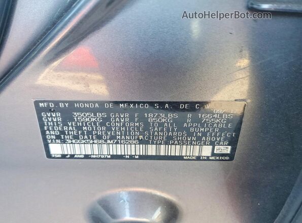 3HGGK5H68JM716286 2018 HONDA FIT Gray 