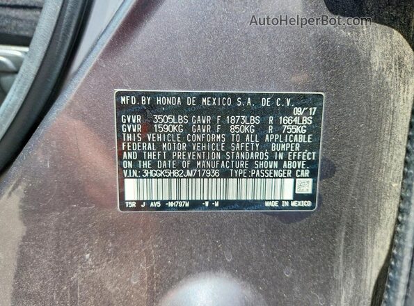 3HGGK5H82JM717936 2018 HONDA FIT Gray 