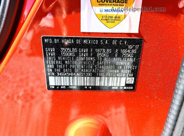 3HGGK5H84JM721390 2018 HONDA FIT Orange ძრავის განყოფილების ხედი