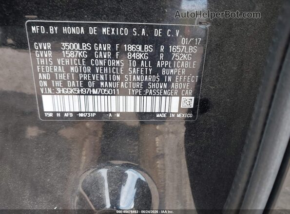 3HGGK5H97HM705011 2017 HONDA FIT Black Вид підкапотного простору
