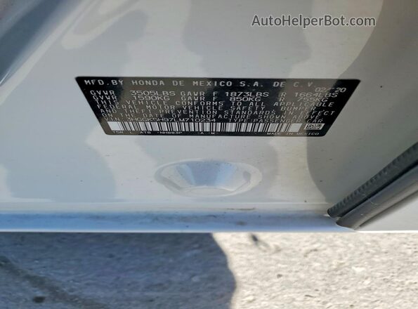 3HGGK5H97LM710234 2020 HONDA FIT White Вид підкапотного простору