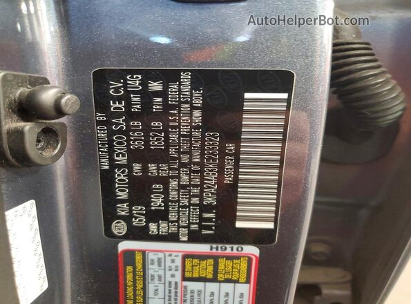 3KPA24AB3KE233323 2019 KIA RIO Gray ძრავის განყოფილების ხედი