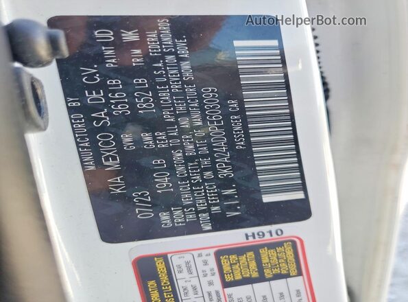3KPA24AD0PE603099 2023 KIA RIO White 