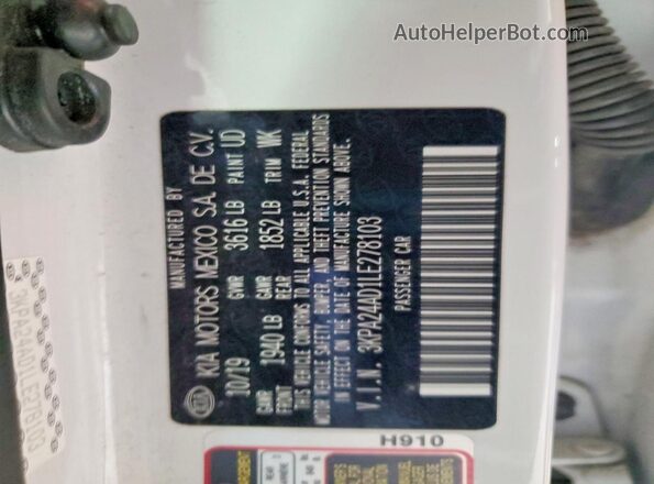 3KPA24AD1LE278103 2020 KIA RIO White Vista del compartimento del motor
