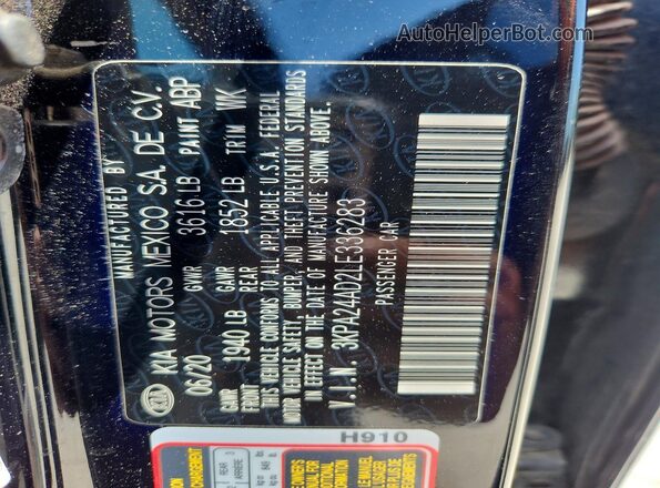 3KPA24AD2LE336283 2020 KIA RIO Black 