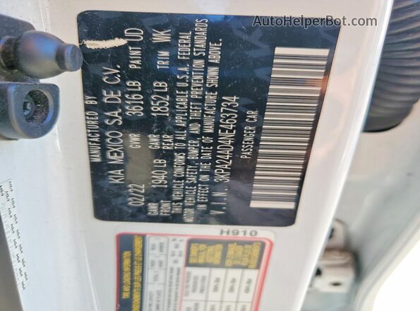 3KPA24AD4NE463734 2022 KIA RIO White 