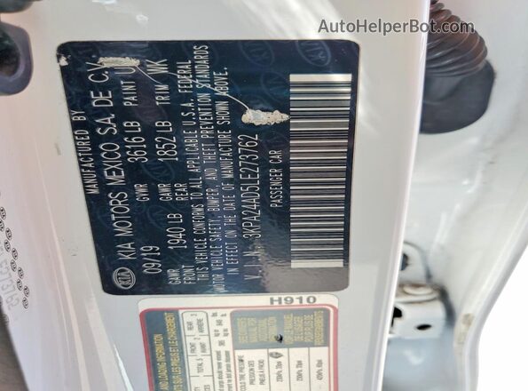 3KPA24AD5LE273762 2020 KIA RIO Белый Вид наклейки с VIN-кодом