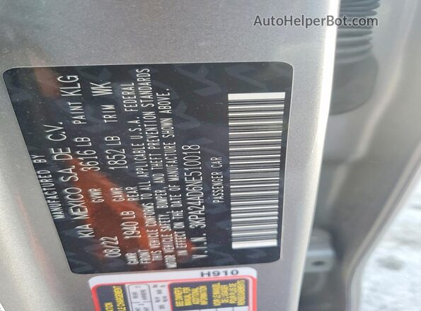 3KPA24AD6NE510018 2022 KIA RIO Gray Вид підкапотного простору