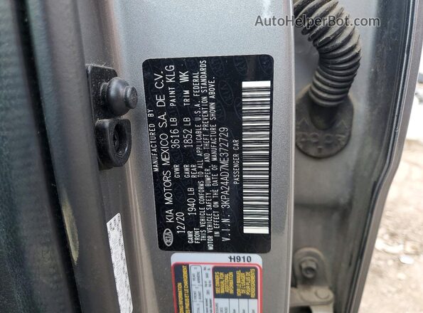 3KPA24AD7ME372729 2021 KIA RIO Серебряный Вид наклейки с VIN-кодом