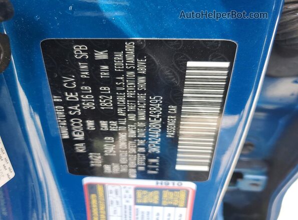 3KPA24AD8NE438495 2022 KIA RIO Blue Вид підкапотного простору