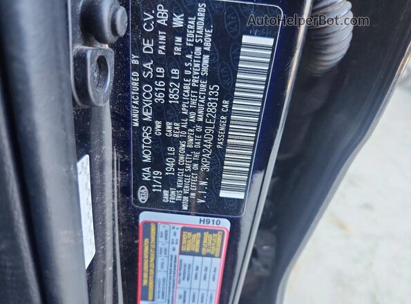 3KPA24AD9LE288135 2020 KIA RIO Black Вид підкапотного простору