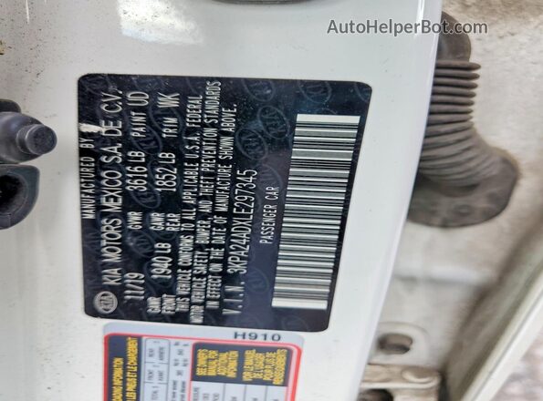 3KPA24ADXLE297345 2020 KIA RIO White 
