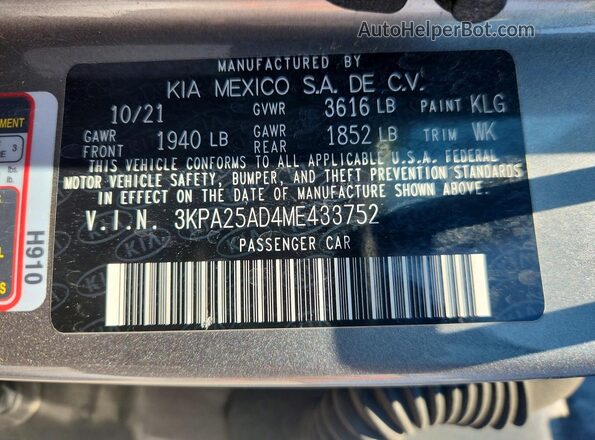 3KPA25AD4ME433752 2021 KIA RIO Silver Engine compartment view