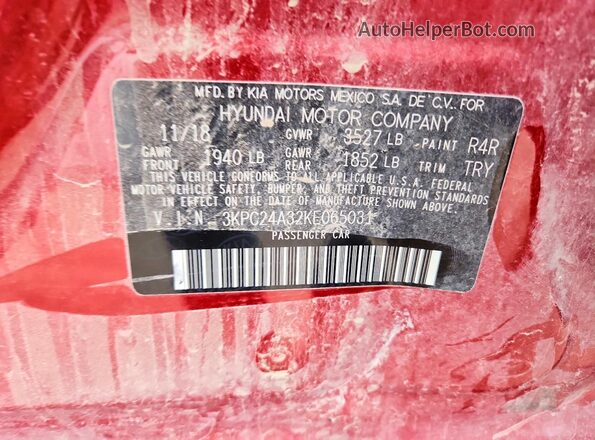 3KPC24A32KE065031 2019 HYUNDAI ACCENT Красный Вид подкапотного пространства