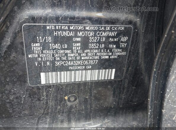 3KPC24A32KE067877 2019 HYUNDAI ACCENT Black Vista del compartimento del motor