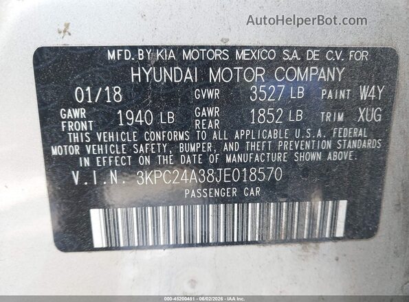 3KPC24A38JE018570 2018 HYUNDAI ACCENT Beige Շարժիչի բաժամունքի տեսք