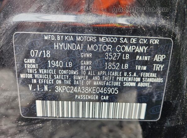 3KPC24A38KE046905 2019 HYUNDAI ACCENT Black Вид підкапотного простору