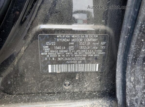 3KPC24A60NE175266 2022 HYUNDAI ACCENT Black ძრავის განყოფილების ხედი