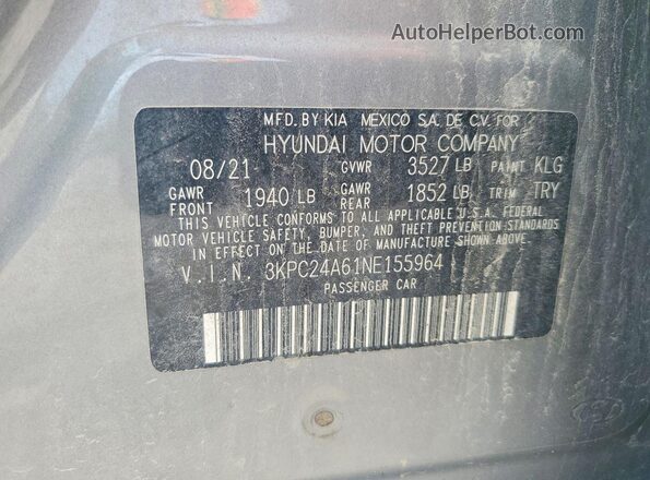 3KPC24A61NE155964 2022 HYUNDAI ACCENT Gray 