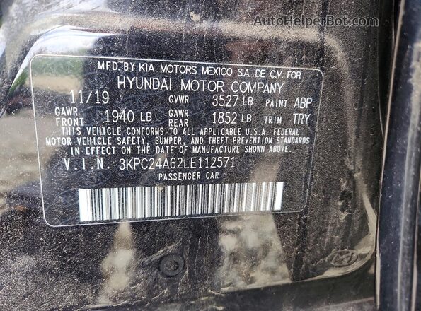 3KPC24A62LE112571 2020 HYUNDAI ACCENT Black Widok komory silnika