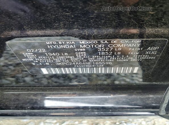 3KPC24A64NE165596 2022 HYUNDAI ACCENT Black Widok komory silnika