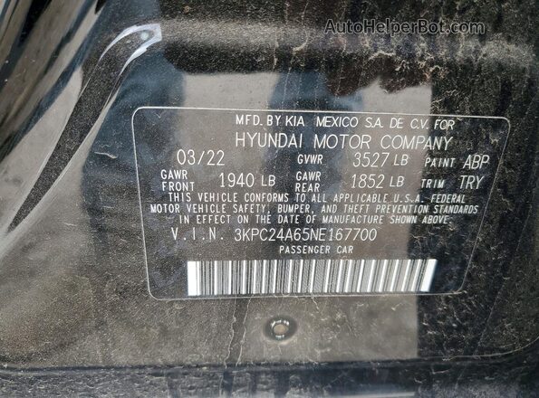 3KPC24A65NE167700 2022 HYUNDAI ACCENT Black 
