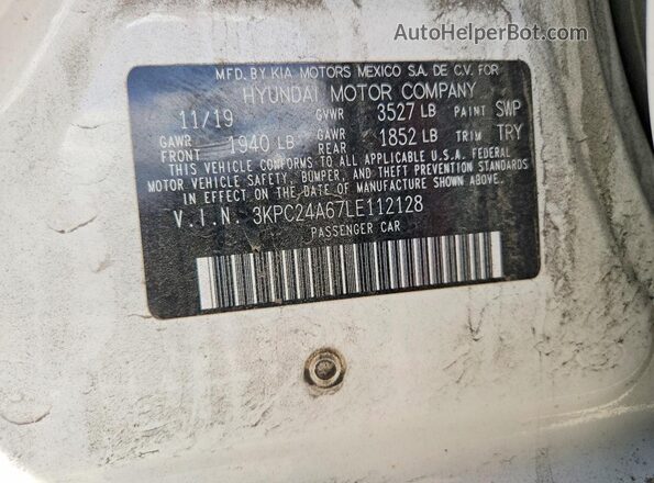 3KPC24A67LE112128 2020 HYUNDAI ACCENT White Շարժիչի բաժամունքի տեսք