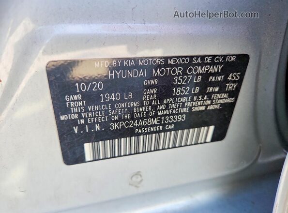 3KPC24A68ME133393 2021 HYUNDAI ACCENT Silver Вид підкапотного простору