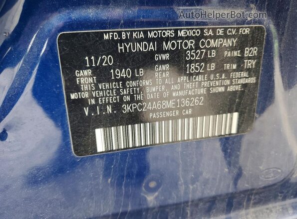 3KPC24A68ME136262 2021 HYUNDAI ACCENT Blue 