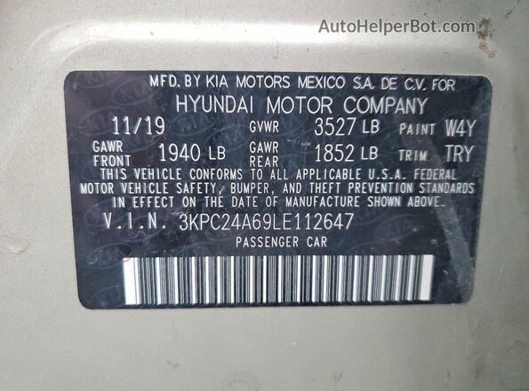 3KPC24A69LE112647 2020 HYUNDAI ACCENT Beige Շարժիչի բաժամունքի տեսք