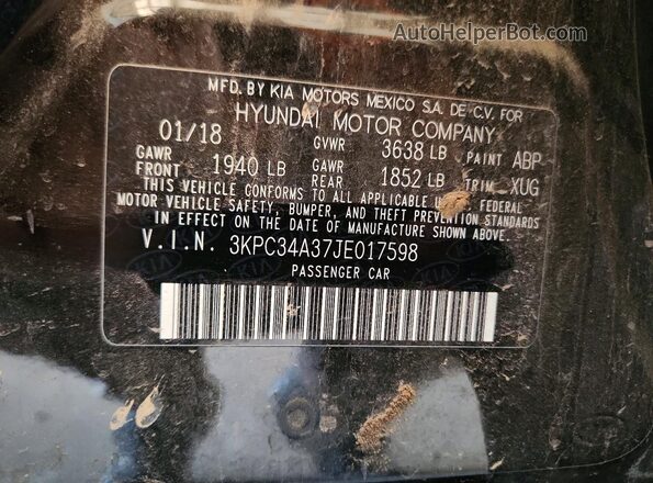 3KPC34A37JE017598 2018 HYUNDAI ACCENT Black Вид підкапотного простору