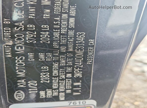 3KPF24AD0ME313463 2021 KIA FORTE Gray Widok komory silnika