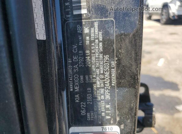 3KPF24AD0NE503796 2022 KIA FORTE Black Вид підкапотного простору