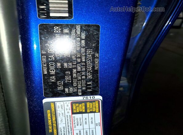 3KPF24AD0PE504191 2023 KIA FORTE Синий Вид наклейки с VIN-кодом
