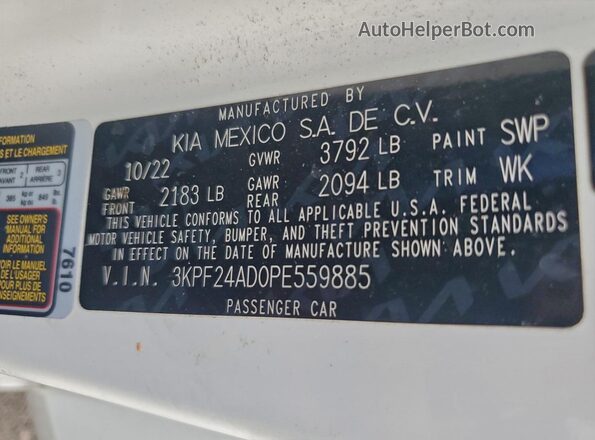 3KPF24AD0PE559885 2023 KIA FORTE White Вид підкапотного простору