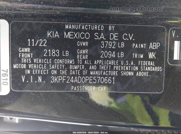 3KPF24AD0PE570661 2023 KIA FORTE Black Widok komory silnika
