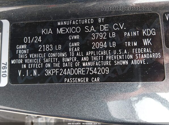 3KPF24AD0RE754209 2024 KIA FORTE Gray Вид підкапотного простору