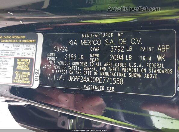 3KPF24AD0RE771558 2024 KIA FORTE Черный Вид подкапотного пространства