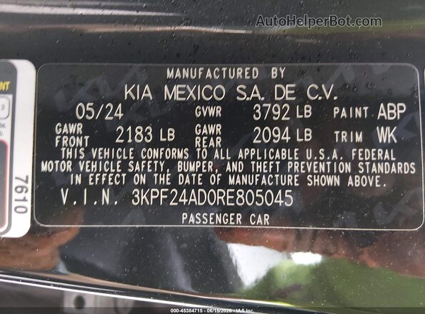 3KPF24AD0RE805045 2024 KIA FORTE Black Вид підкапотного простору