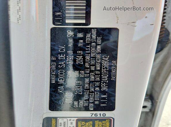 3KPF24AD1PE589042 2023 KIA FORTE White Вид наклейки з VIN-кодом