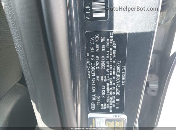 3KPF24AD2ME308572 2021 KIA FORTE Gray Widok komory silnika