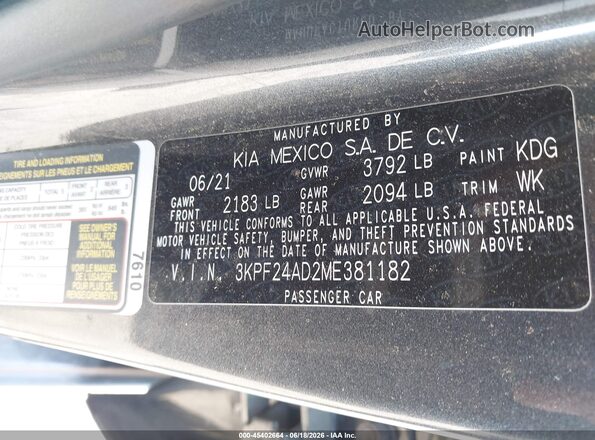 3KPF24AD2ME381182 2021 KIA FORTE Black Շարժիչի բաժամունքի տեսք
