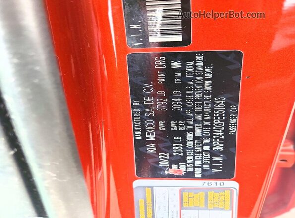 3KPF24AD2PE551643 2023 KIA FORTE Оранжевый Вид подкапотного пространства